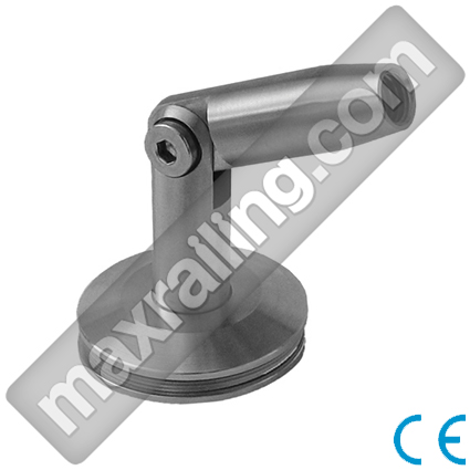 Връзка между стъкло и прът за навес. Неръждаема стомана AISI 316. Сатенирана.